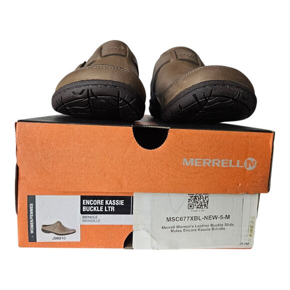 MERRELL Women's 5 M Encore Kassie Brindle Mules Shoes Leather Slip On Buckle NEW - Picture 3 of 10